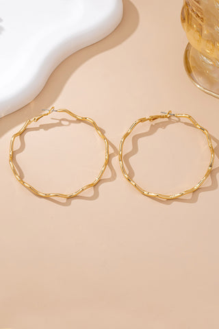 Hammered Wavy Hoop Earrings