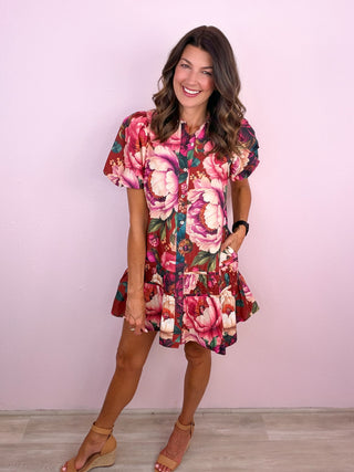 Scarlet Garden Dress (Wine)
