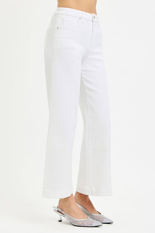 RISEN White Crop Wide Leg Denim