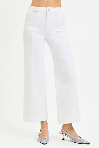 RISEN White Crop Wide Leg Denim