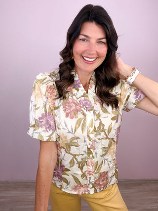 Golden Hour Floral Top (Ecru)