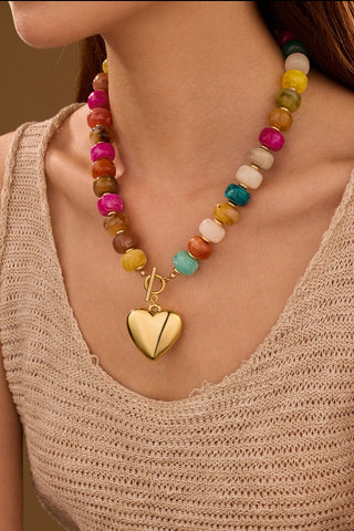 Multi Beaded Herat Charm Toggle Necklace