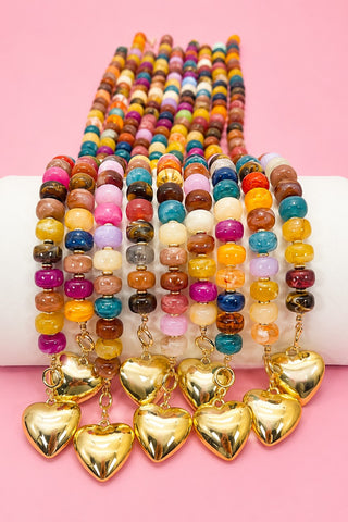 Multi Beaded Herat Charm Toggle Necklace