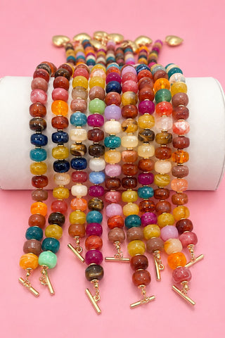 Multi Beaded Herat Charm Toggle Necklace
