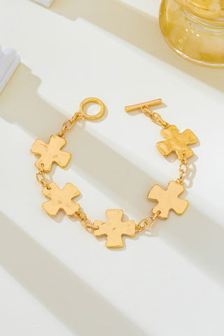 Textured Hammered Cross Link Bracelet