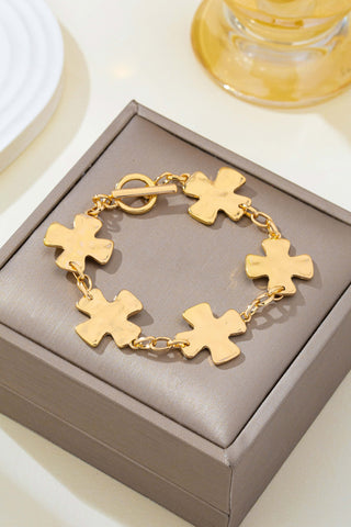 Textured Hammered Cross Link Bracelet