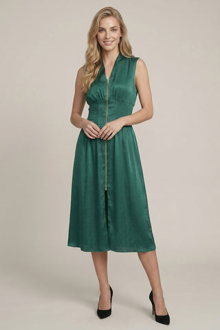 Style Moments Smocked Midi Dress - Forrest Green