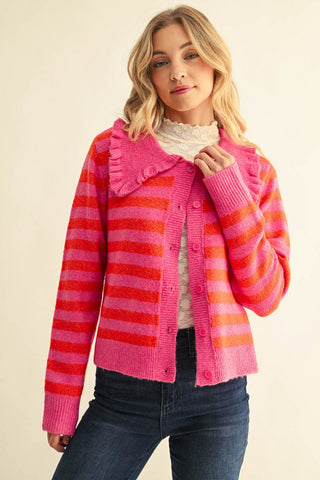 The Bright Side Ruffle Collar Cardigan