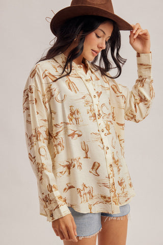 West Texas Social Club Button Up Top