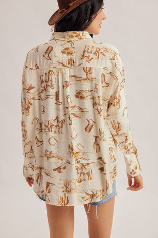 West Texas Social Club Button Up Top