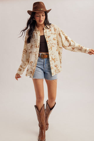 West Texas Social Club Button Up Top