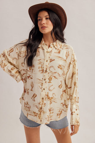 West Texas Social Club Button Up Top