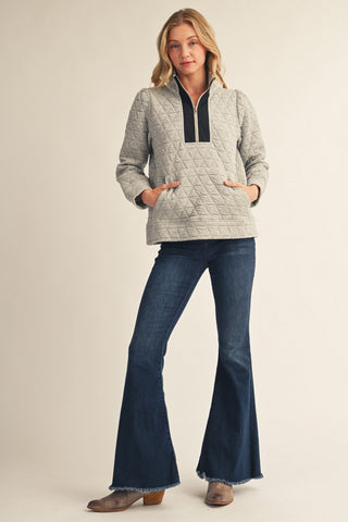 Quilted Zip Up Pullover
