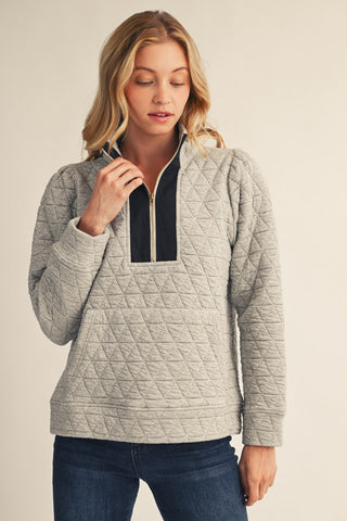 Quilted Zip Up Pullover