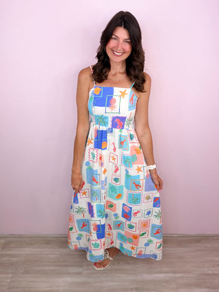 Seaside Stamp Maxi Dress