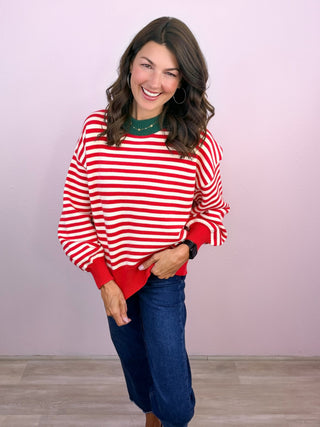 Social Stripe Sweater (Red)