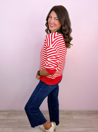 Social Stripe Sweater (Red)
