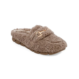 FUZZY COCOA SLIP ON MULE