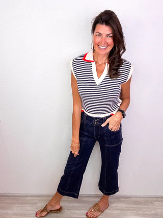 THML Sleeveless Knit Collared Top