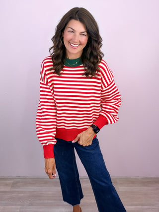 Social Stripe Sweater (Red)
