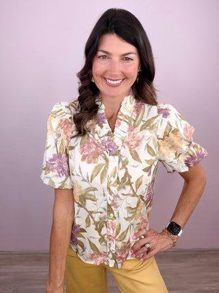 Golden Hour Floral Top (Ecru)