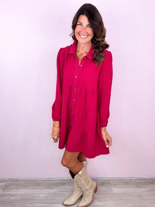 Sweet Solid Collared Dress