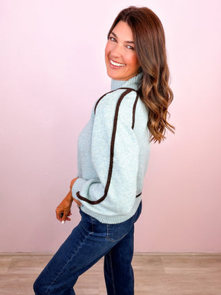 Straight Decisions Sweater Top - Sky