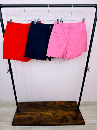 Scalloped Sweetheart Shorts (Red)