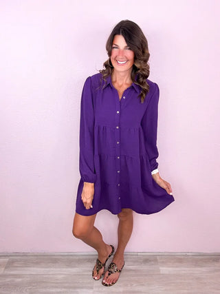 Sweet Solid Collared Dress