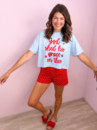 God Shed His Grace Crop T-shirt