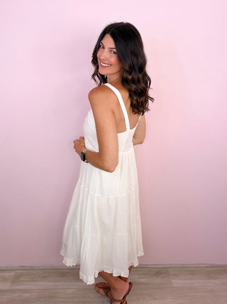 Sunshine Stroll Midi Dress (Ivory)