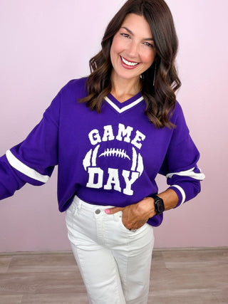 Game Day Varsity Sweater (Purple)