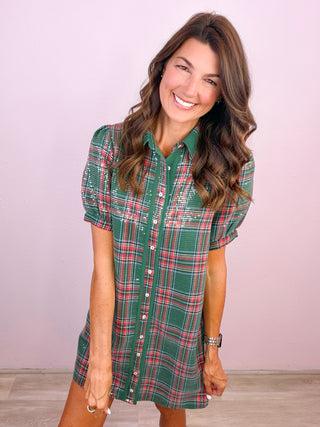 Polished Plaid Moment Dress