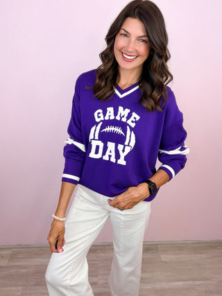Game Day Varsity Sweater (Purple)