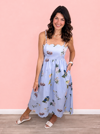 Sweet Escape Midi Dress (Blue)