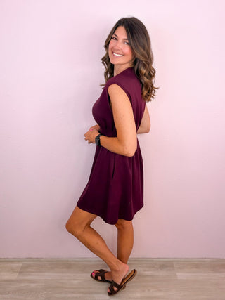 Elevated Throw On Dress (Burgundy)