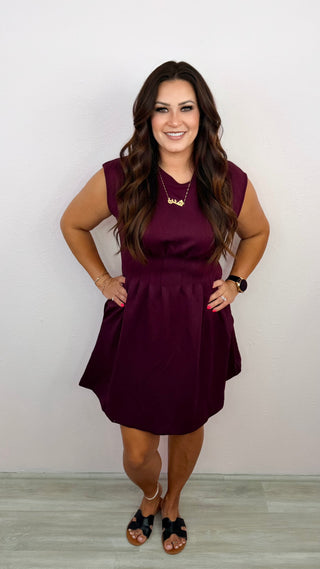 Elevated Throw On Dress (Burgundy)