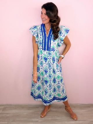Santorini Stroll Midi Dress