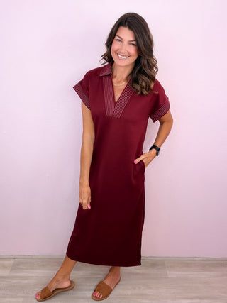 Effortlessly Elevated Midi Dress (Wine)