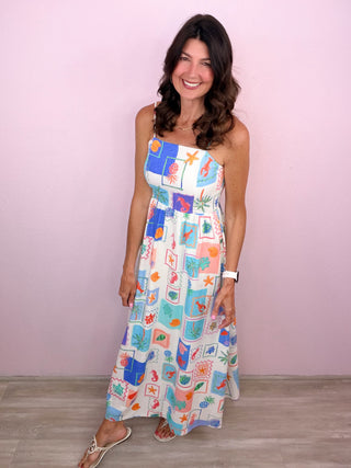 Seaside Stamp Maxi Dress