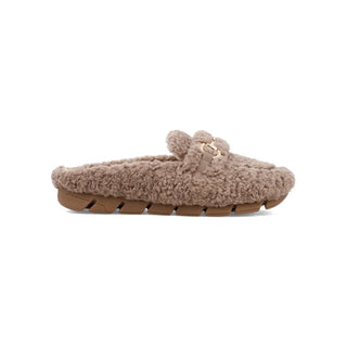 FUZZY COCOA SLIP ON MULE