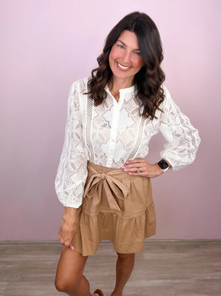 Sweetest Moment Tiered Skirt (Taupe)