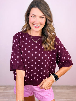 Dot to Dot Sweater (Burgundy)