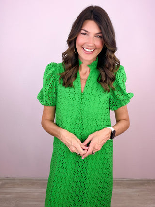 Meadow Whisper Midi Dress (Green)