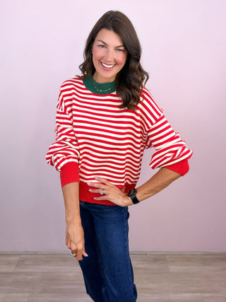 Social Stripe Sweater (Red)