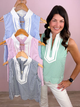 Preppy Stripe Scallop Top