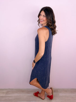 Simple Style Midi Dress (Navy)