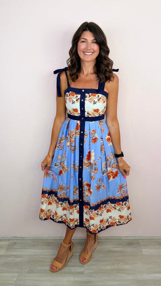 Sweet Magnolia Midi Dress (Navy)