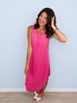 Simple Style Midi Dress (Pink)