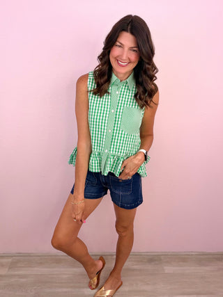 Lucky Charm Gingham Top (Green)
